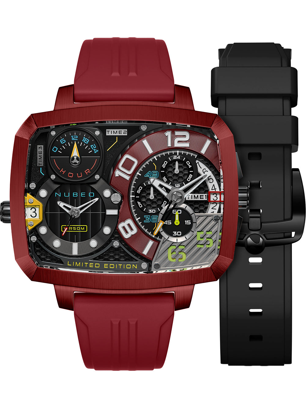 Nubeo NB-6084-02 vyriškas laikrodis Odyssey Triple Time-Zone Limited 58mm 5ATM