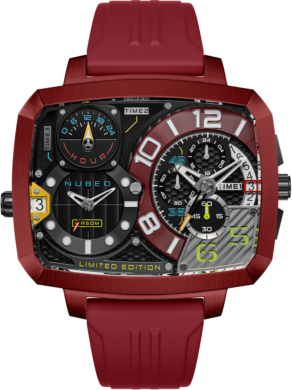 Nubeo NB-6084-02 vyriškas laikrodis Odyssey Triple Time-Zone Limited 58mm 5ATM