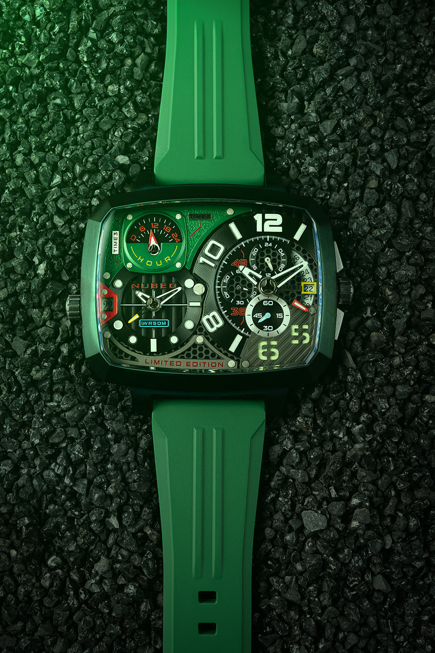 Nubeo NB-6084-03 vyriškas laikrodis Odyssey Triple Time-Zone Limited 58mm 5ATM