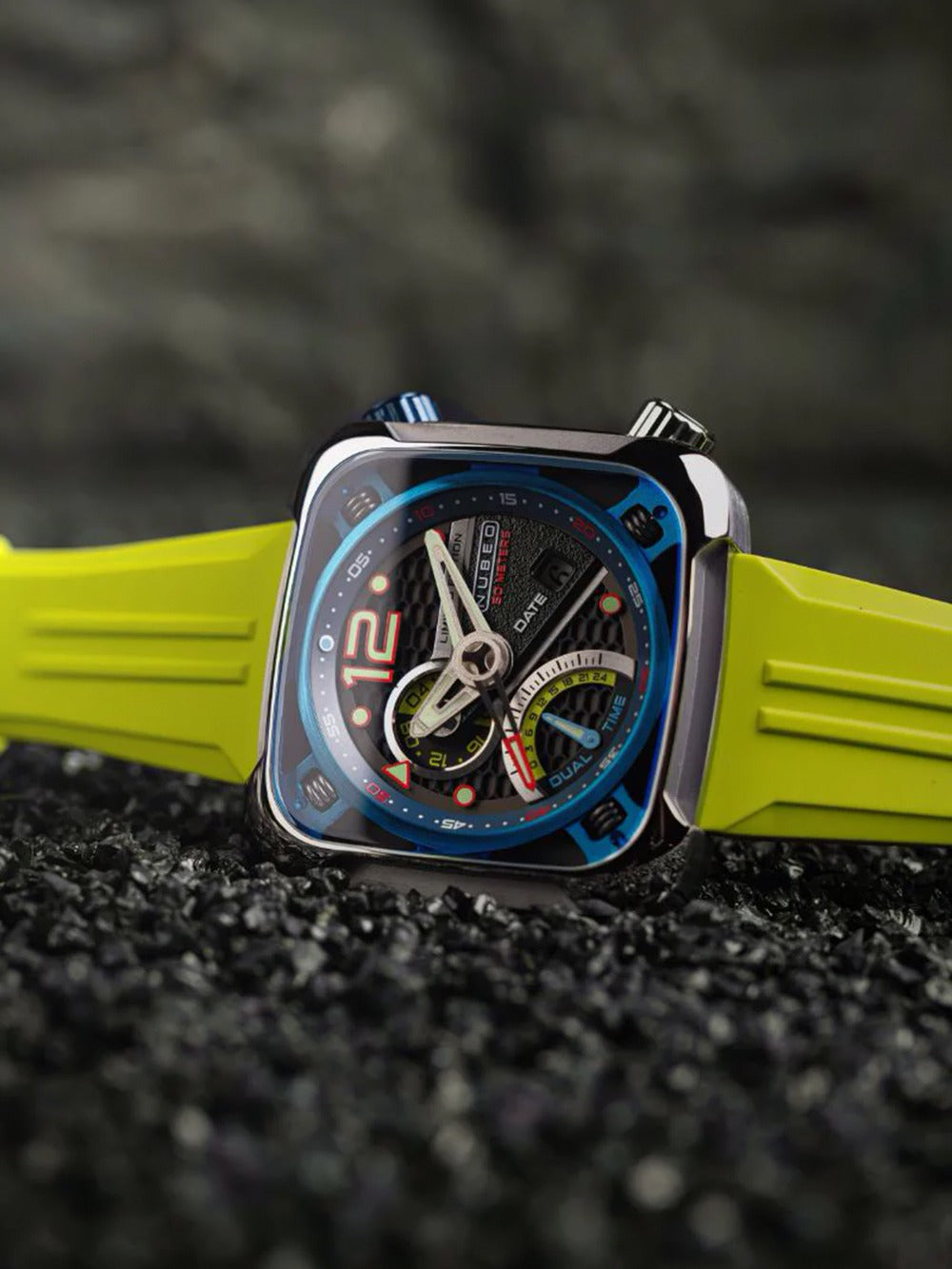 Nubeo NB-6096-01 vyriškas laikrodis Ecliptic Dual Time 45mm 5ATM