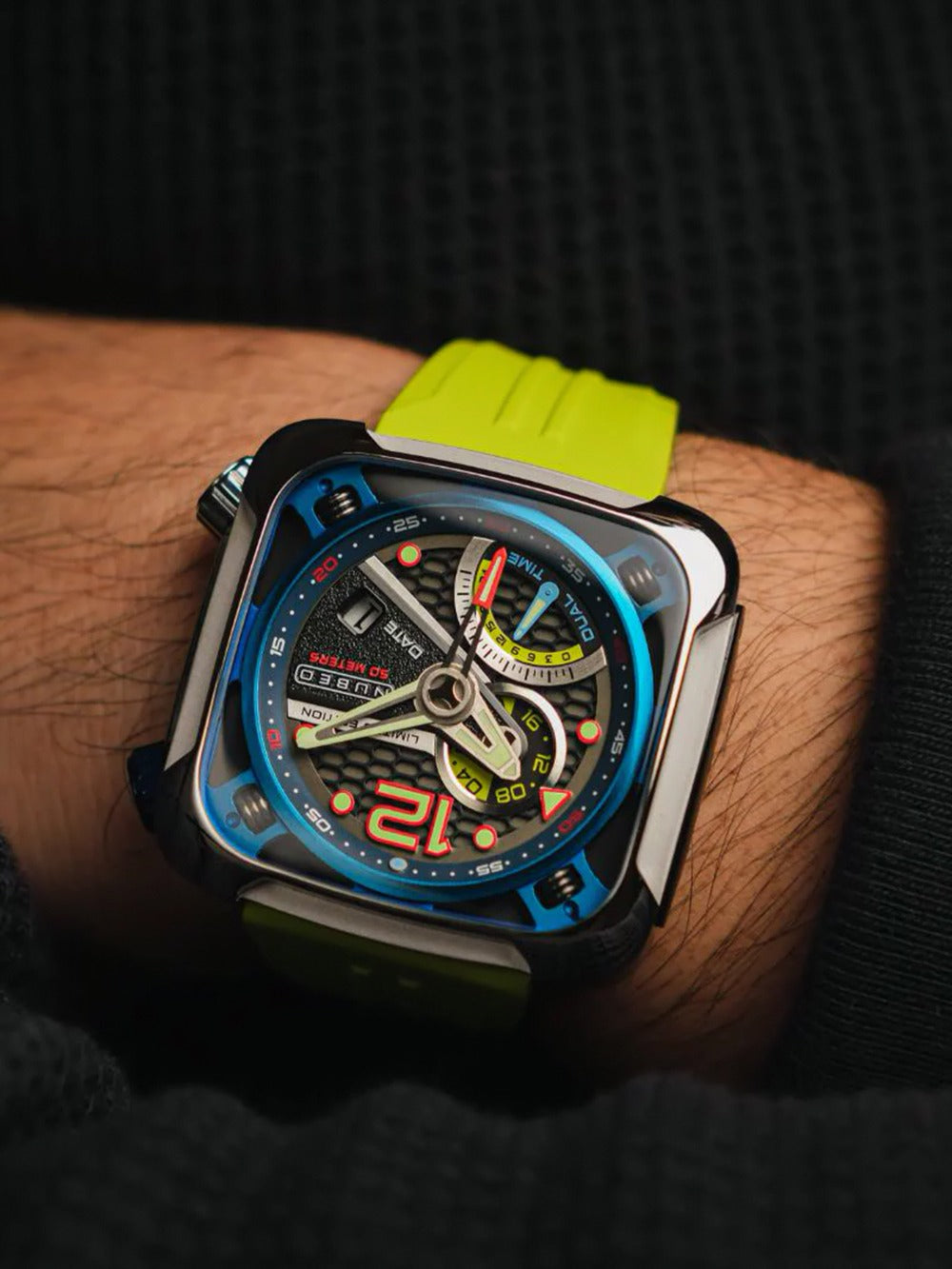 Nubeo NB-6096-01 vyriškas laikrodis Ecliptic Dual Time 45mm 5ATM