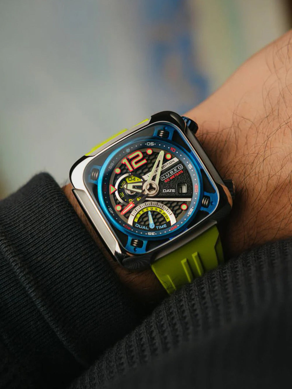 Nubeo NB-6096-01 vyriškas laikrodis Ecliptic Dual Time 45mm 5ATM