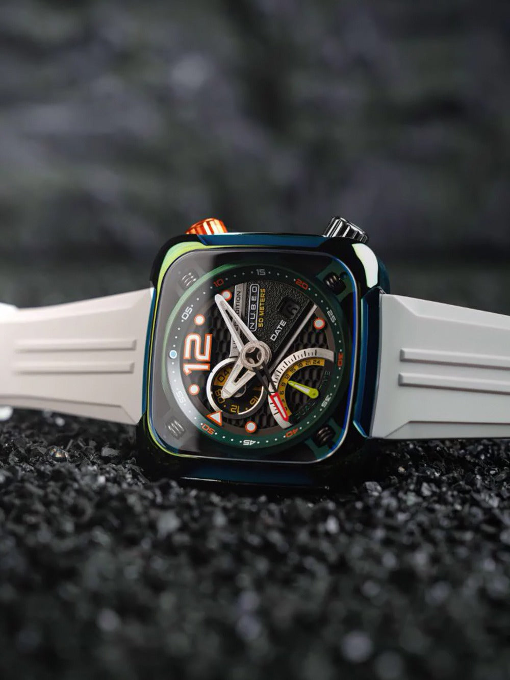 Nubeo NB-6096-02 vyriškas laikrodis Ecliptic Dual Time 45mm 5ATM