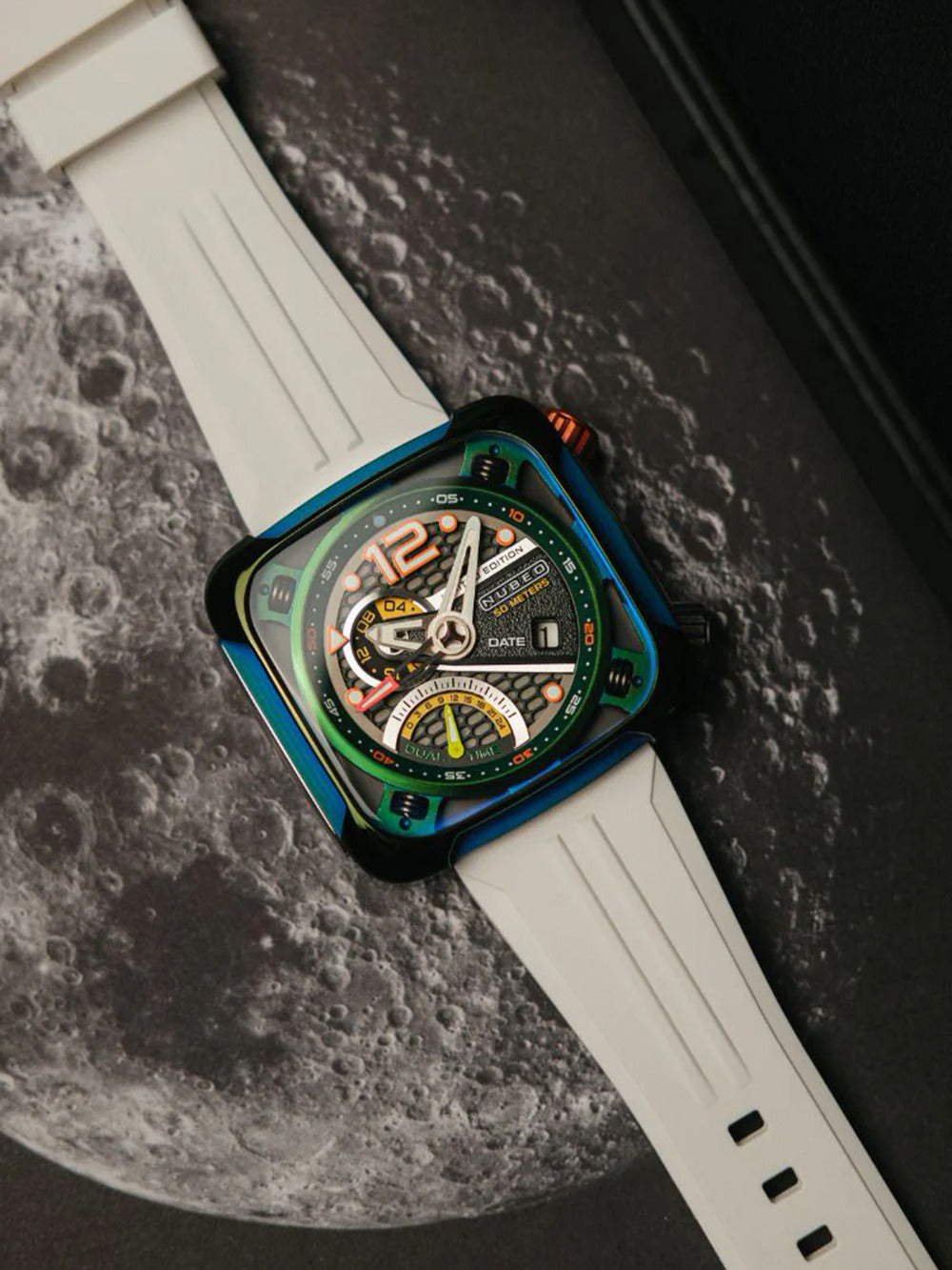 Nubeo NB-6096-02 vyriškas laikrodis Ecliptic Dual Time 45mm 5ATM