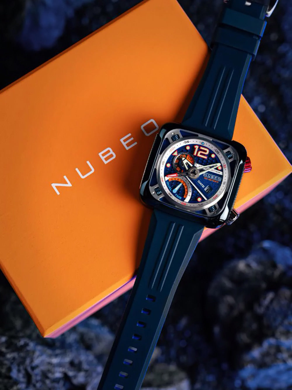 Nubeo NB-6096-03 vyriškas laikrodis Ecliptic Dual Time 45mm 5ATM