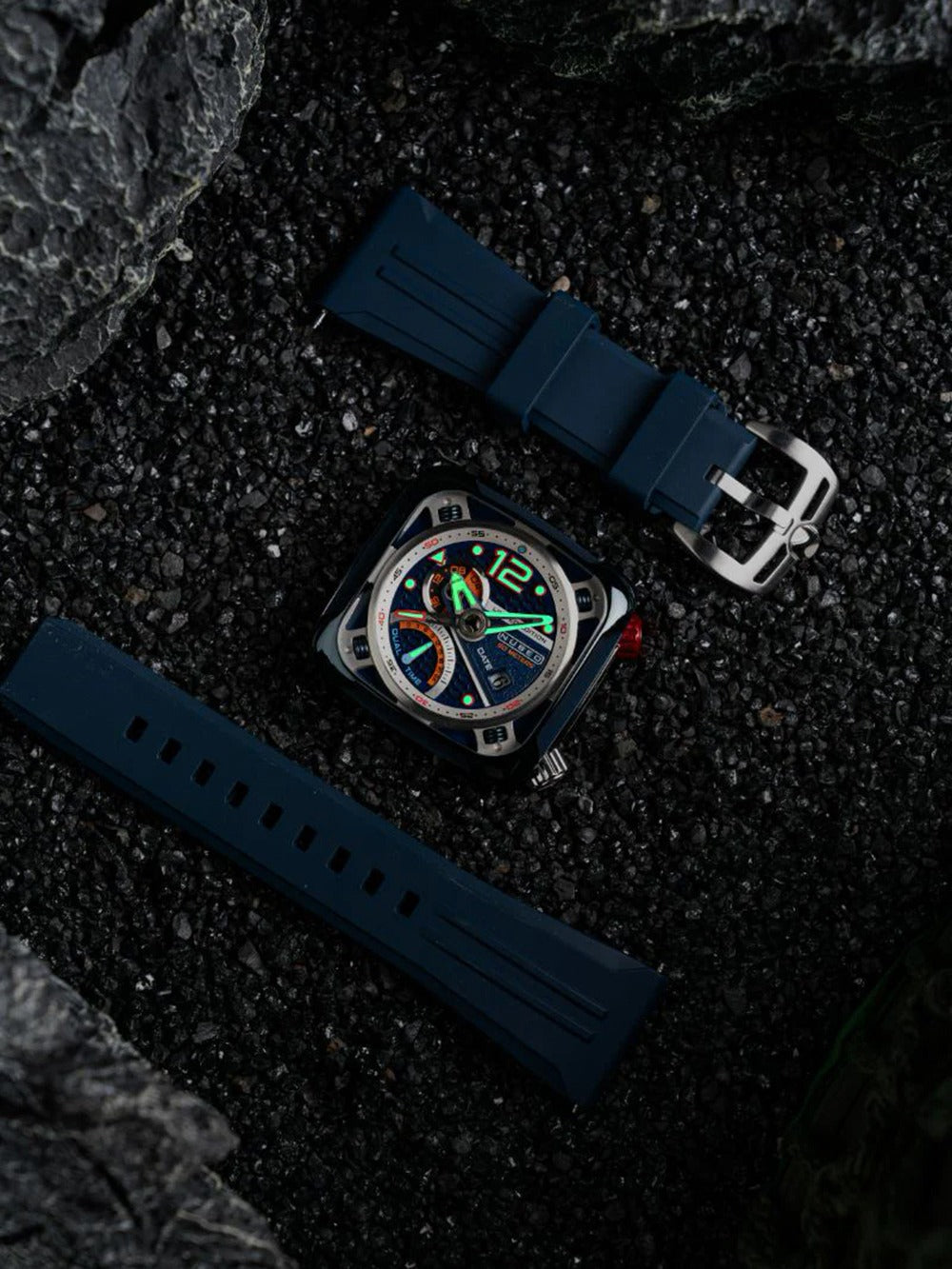 Nubeo NB-6096-03 vyriškas laikrodis Ecliptic Dual Time 45mm 5ATM