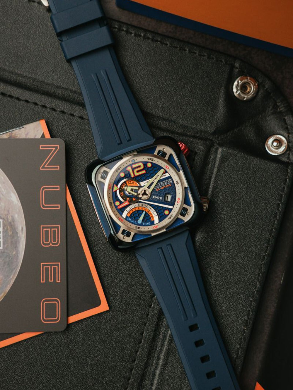 Nubeo NB-6096-03 vyriškas laikrodis Ecliptic Dual Time 45mm 5ATM