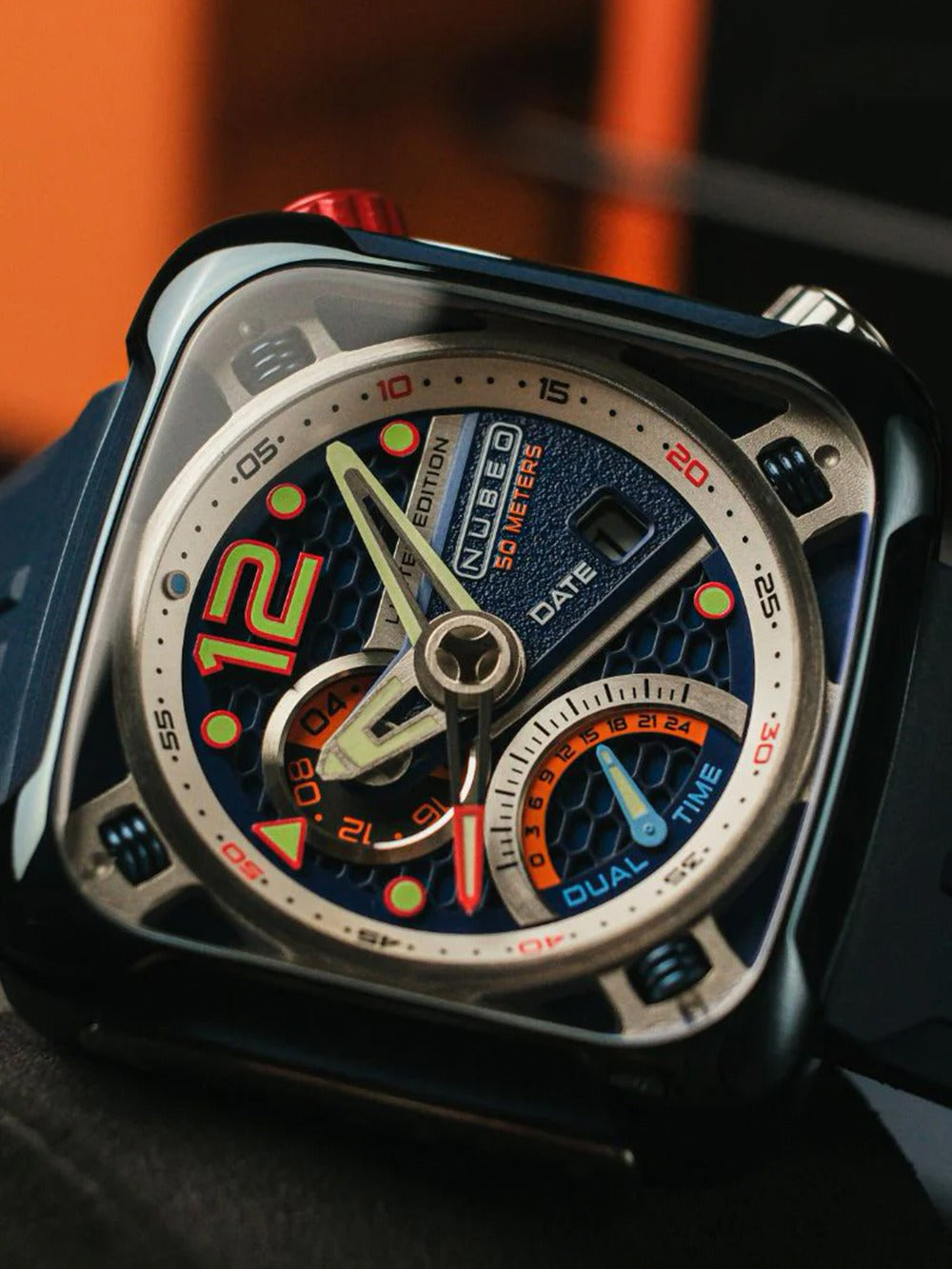 Nubeo NB-6096-03 vyriškas laikrodis Ecliptic Dual Time 45mm 5ATM