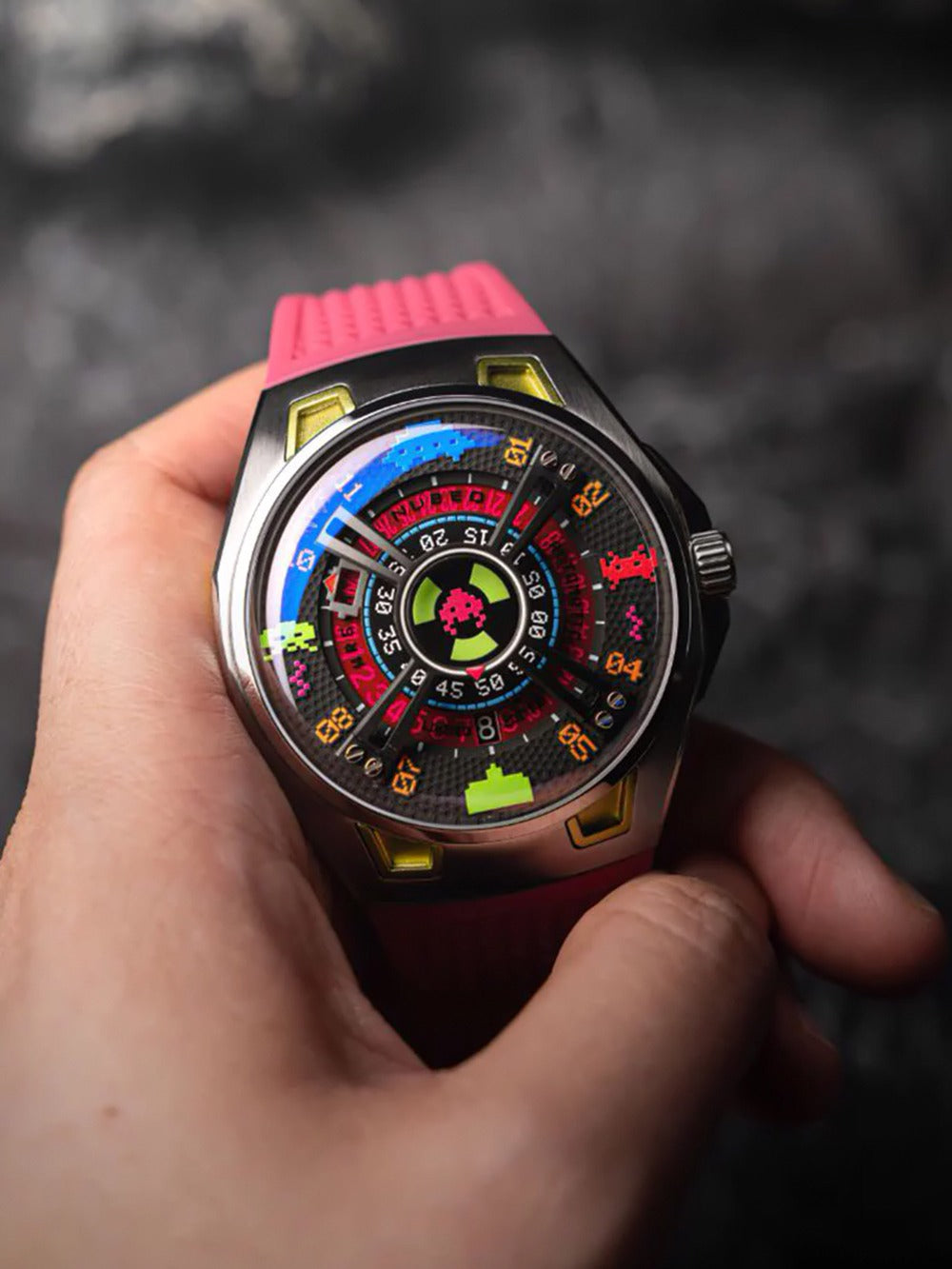 Nubeo NB-6099-SI-02 vyriškas laikrodis Space Invaders Limited Edition Automatic 44mm 5ATM