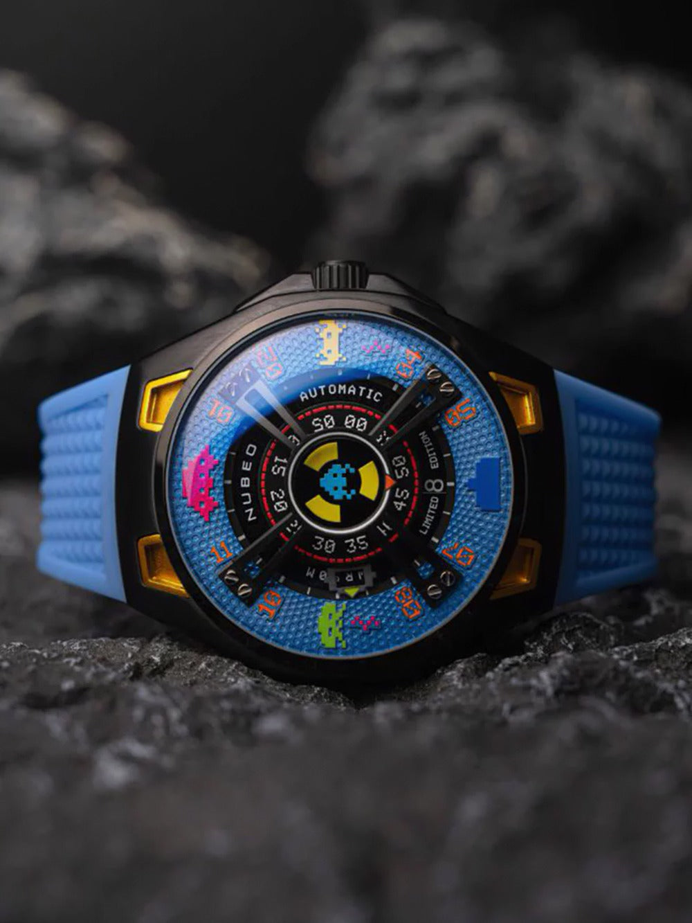 Nubeo NB-6099-SI-03 vyriškas laikrodis Space Invaders Limited Edition Automatic 44mm 5ATM