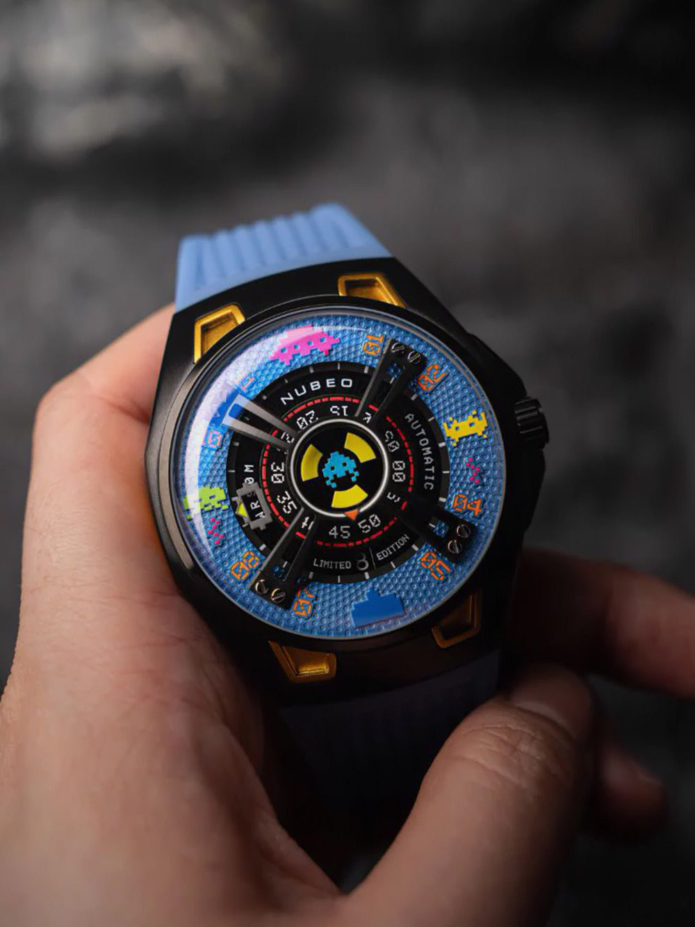 Nubeo NB-6099-SI-03 vyriškas laikrodis Space Invaders Limited Edition Automatic 44mm 5ATM