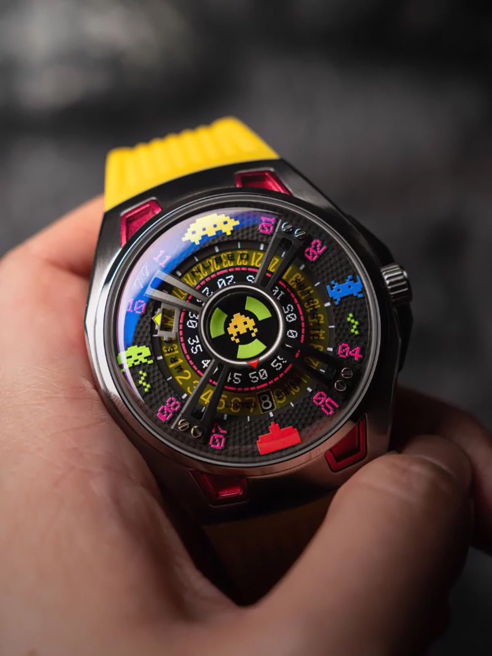 Nubeo NB-6099-SI-04 vyriškas laikrodis Space Invaders Limited Edition Automatic 44mm 5ATM