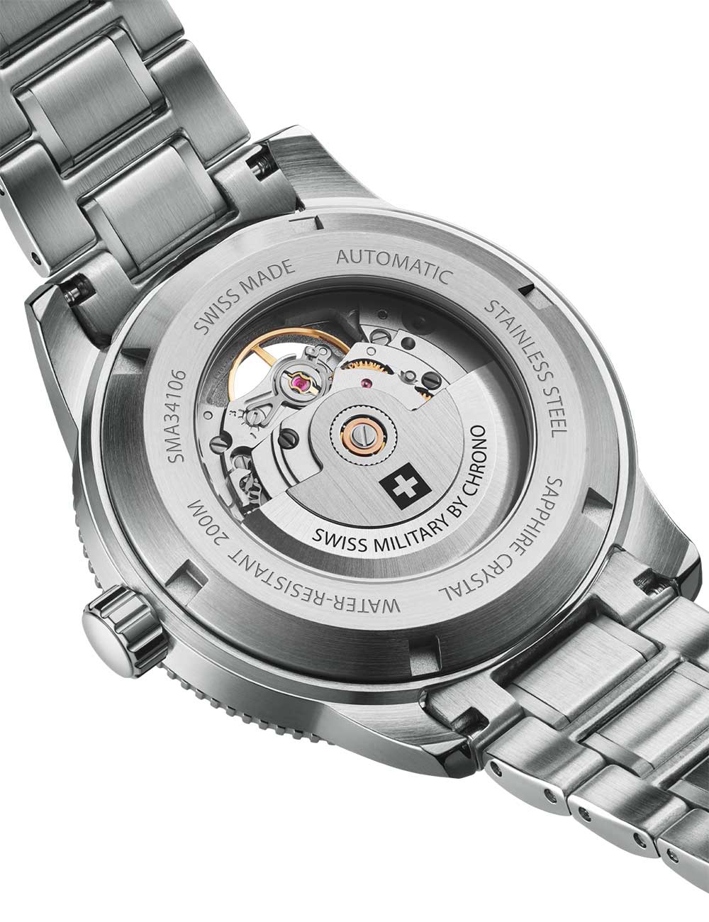 Swiss Military SMA34106.12 vyriškas laikrodis Automatic Open-Heart Diver 42mm 20ATM
