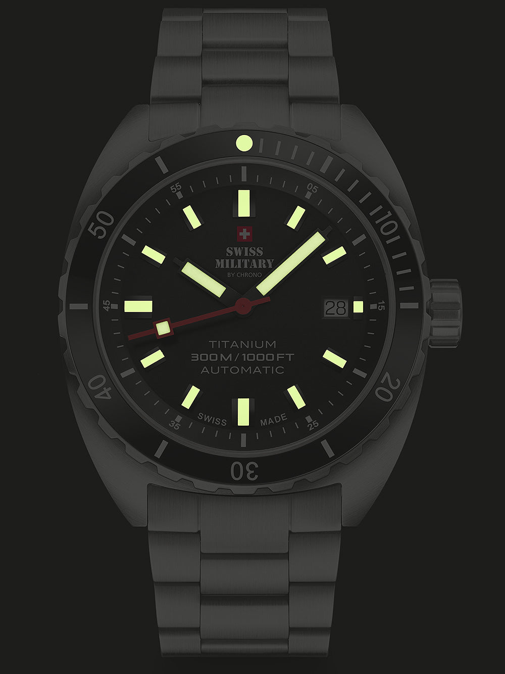 Swiss Military SMA34100.04 Diver Titanium Automatic vyriškas laikrodis 42mm 30ATM