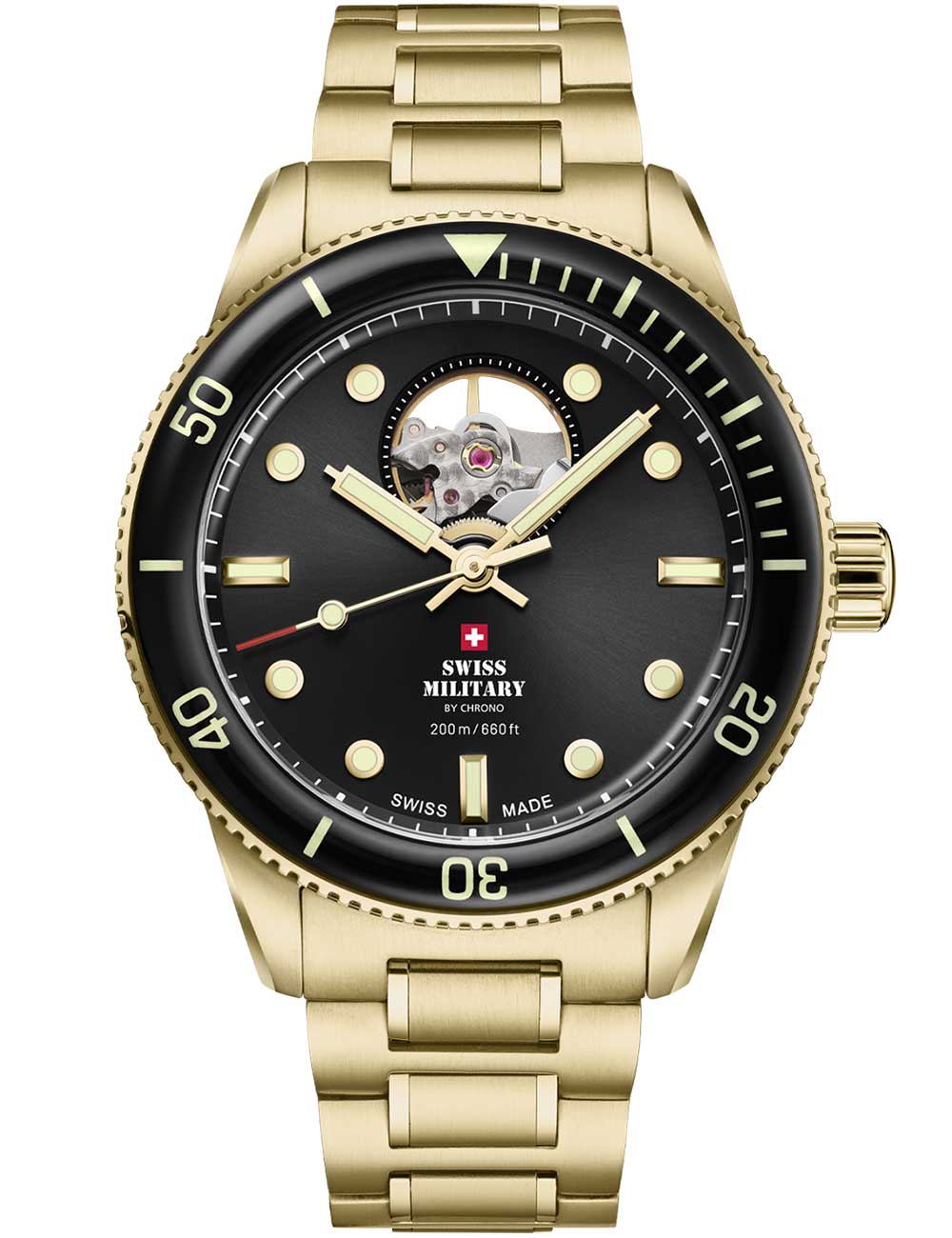 Swiss Military SMA34106.14 vyriškas laikrodis Automatic Open-Heart Diver 42mm 20ATM