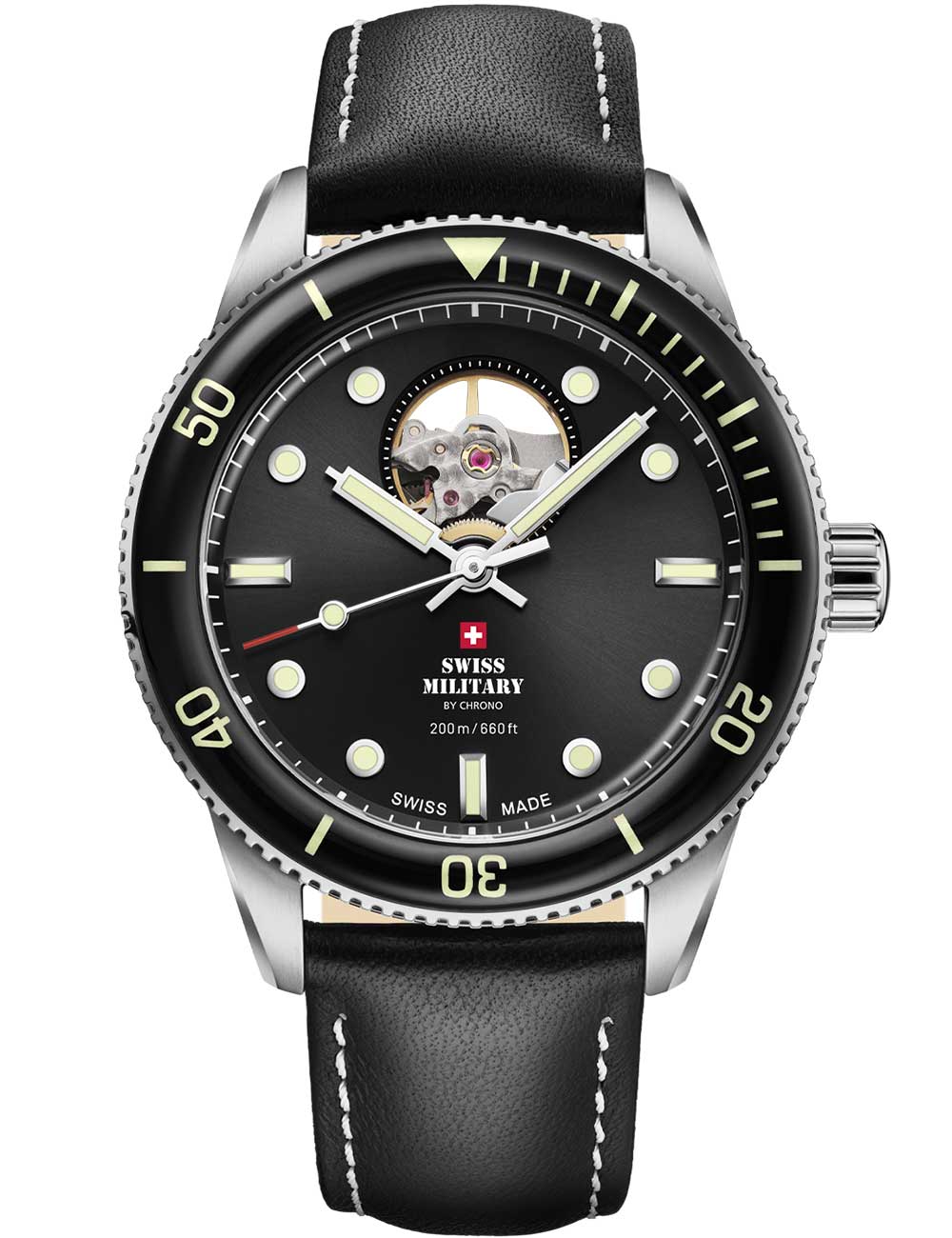 Swiss Military SMA34106.15 vyriškas laikrodis Automatic Open-Heart Diver 42mm 20ATM