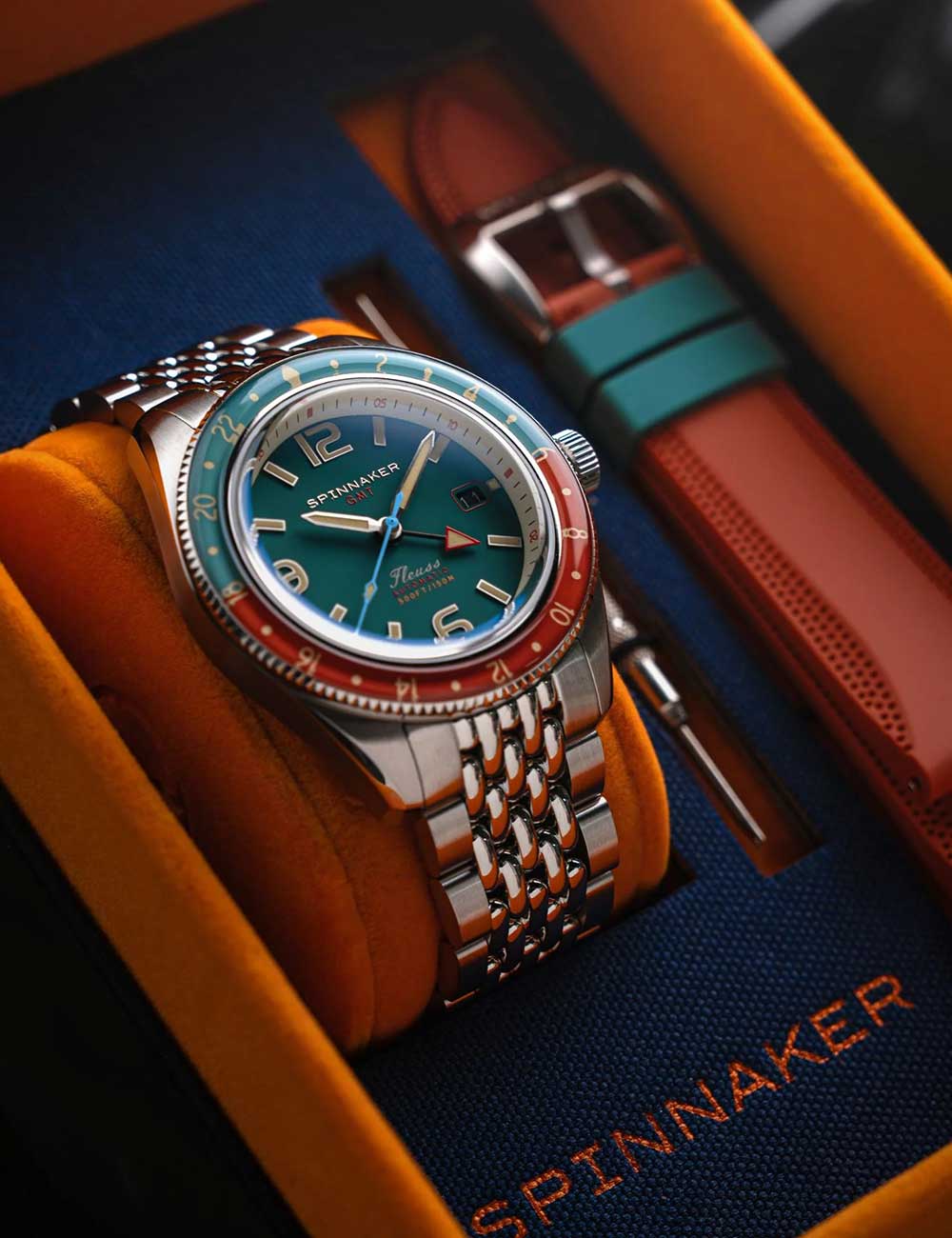 Spinnaker SP-5120-33 vyriškas laikrodis Fleuss GMT Automatic Set 43mm 15ATM