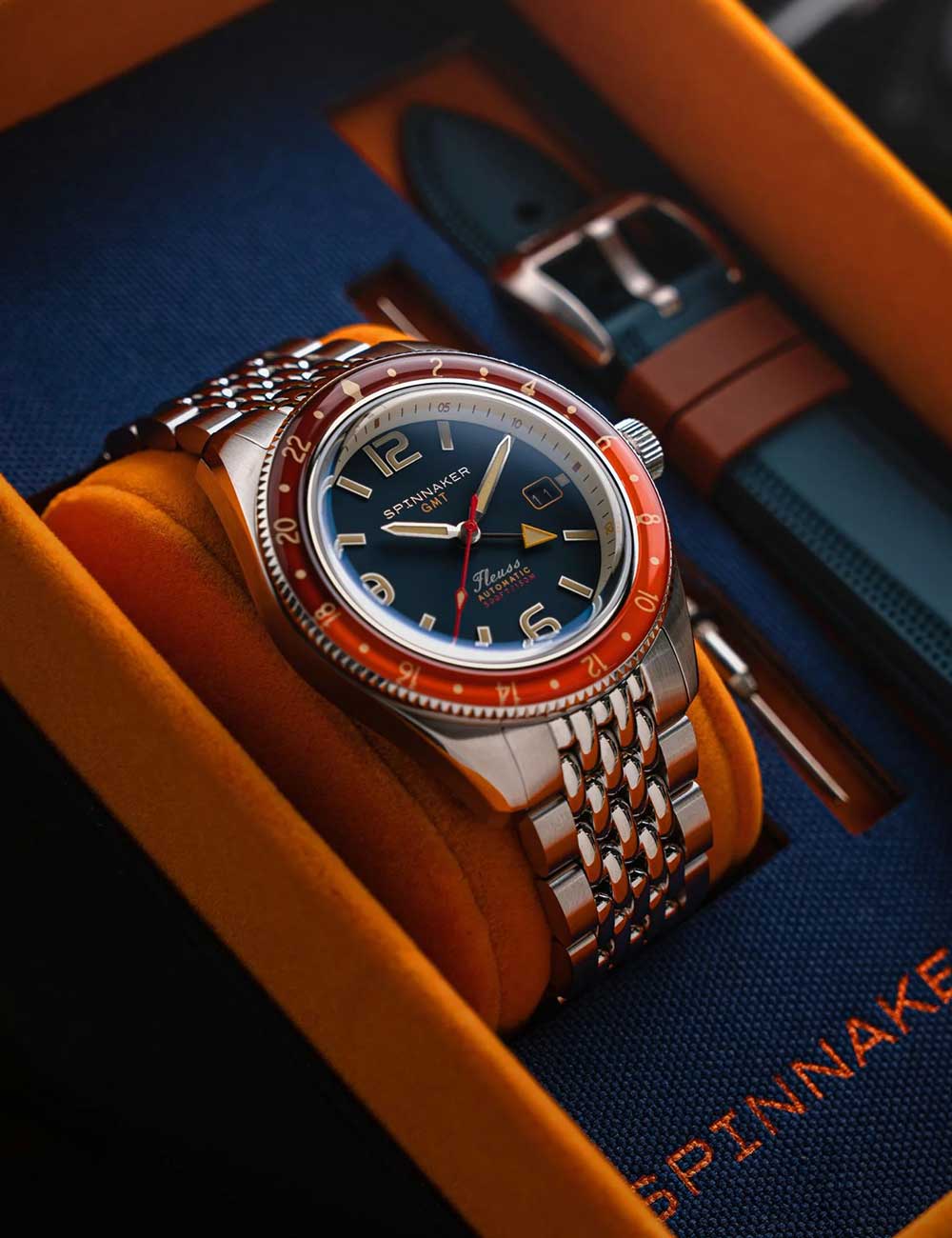 Spinnaker SP-5120-55 vyriškas laikrodis Fleuss GMT Automatic Set 43mm 15ATM