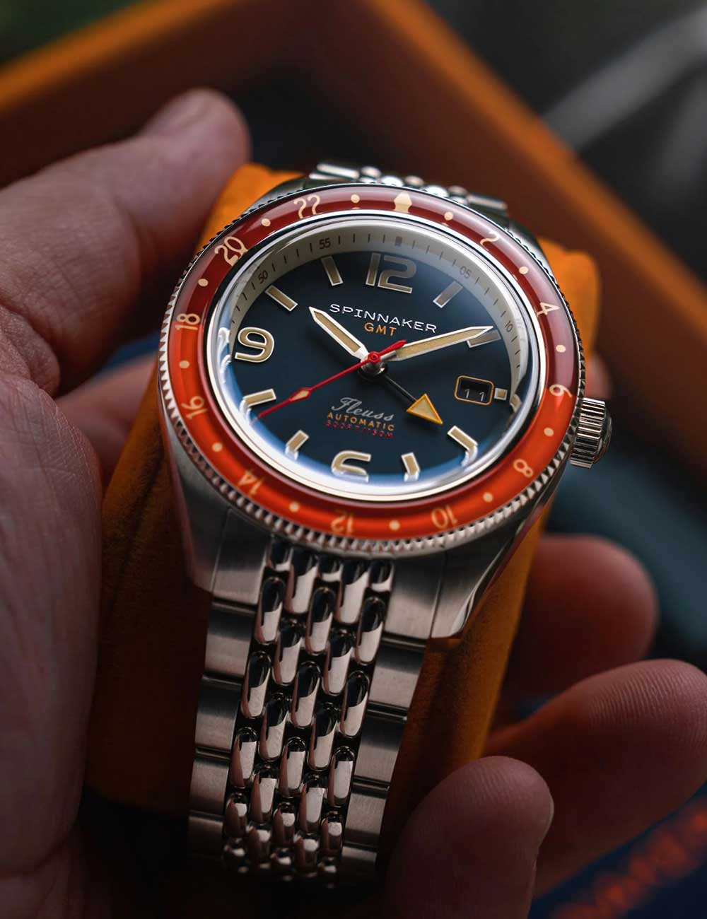 Spinnaker SP-5120-55 vyriškas laikrodis Fleuss GMT Automatic Set 43mm 15ATM