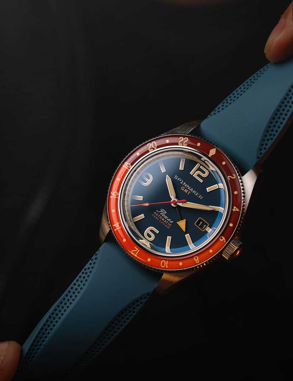 Spinnaker SP-5120-55 vyriškas laikrodis Fleuss GMT Automatic Set 43mm 15ATM