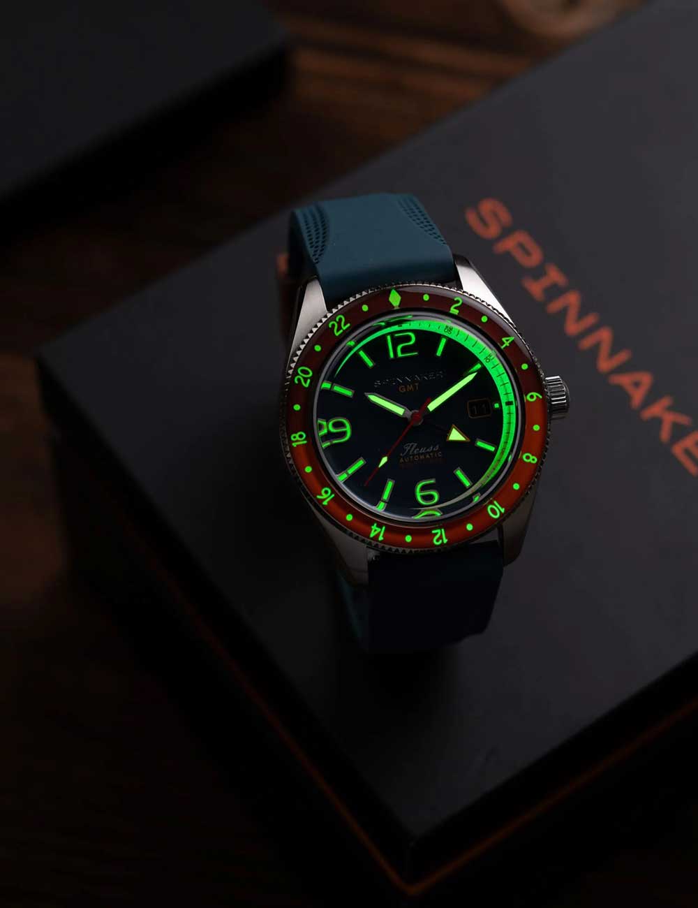 Spinnaker SP-5120-55 vyriškas laikrodis Fleuss GMT Automatic Set 43mm 15ATM