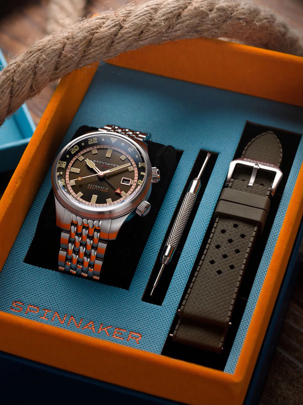 Spinnaker SP-5121-22 vyriškas laikrodis Bradner GMT Automatic 42mm 18ATM