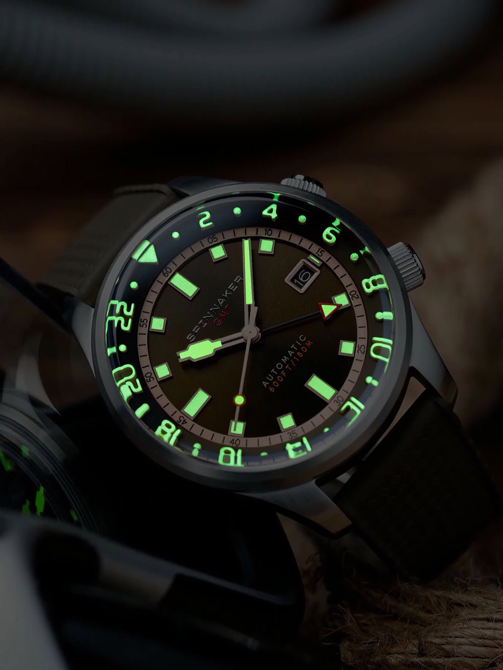 Spinnaker SP-5121-22 vyriškas laikrodis Bradner GMT Automatic 42mm 18ATM