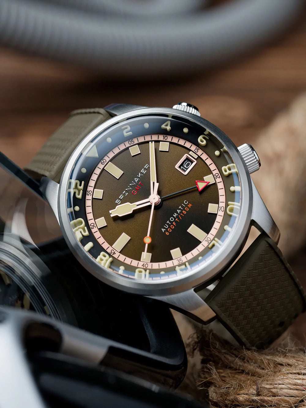 Spinnaker SP-5121-22 vyriškas laikrodis Bradner GMT Automatic 42mm 18ATM