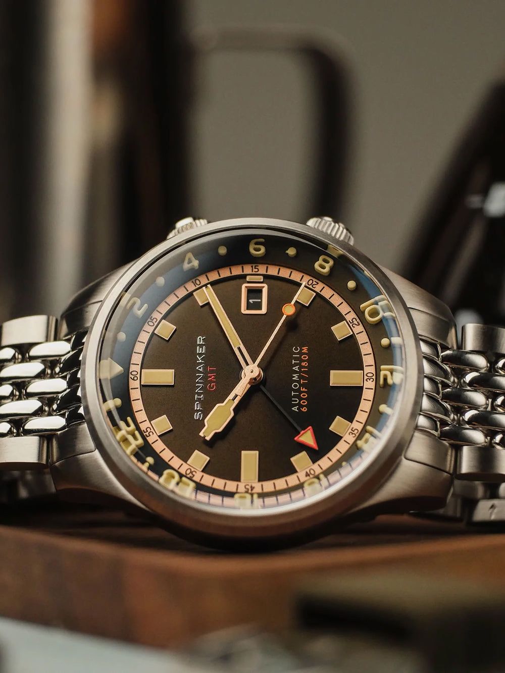 Spinnaker SP-5121-22 vyriškas laikrodis Bradner GMT Automatic 42mm 18ATM