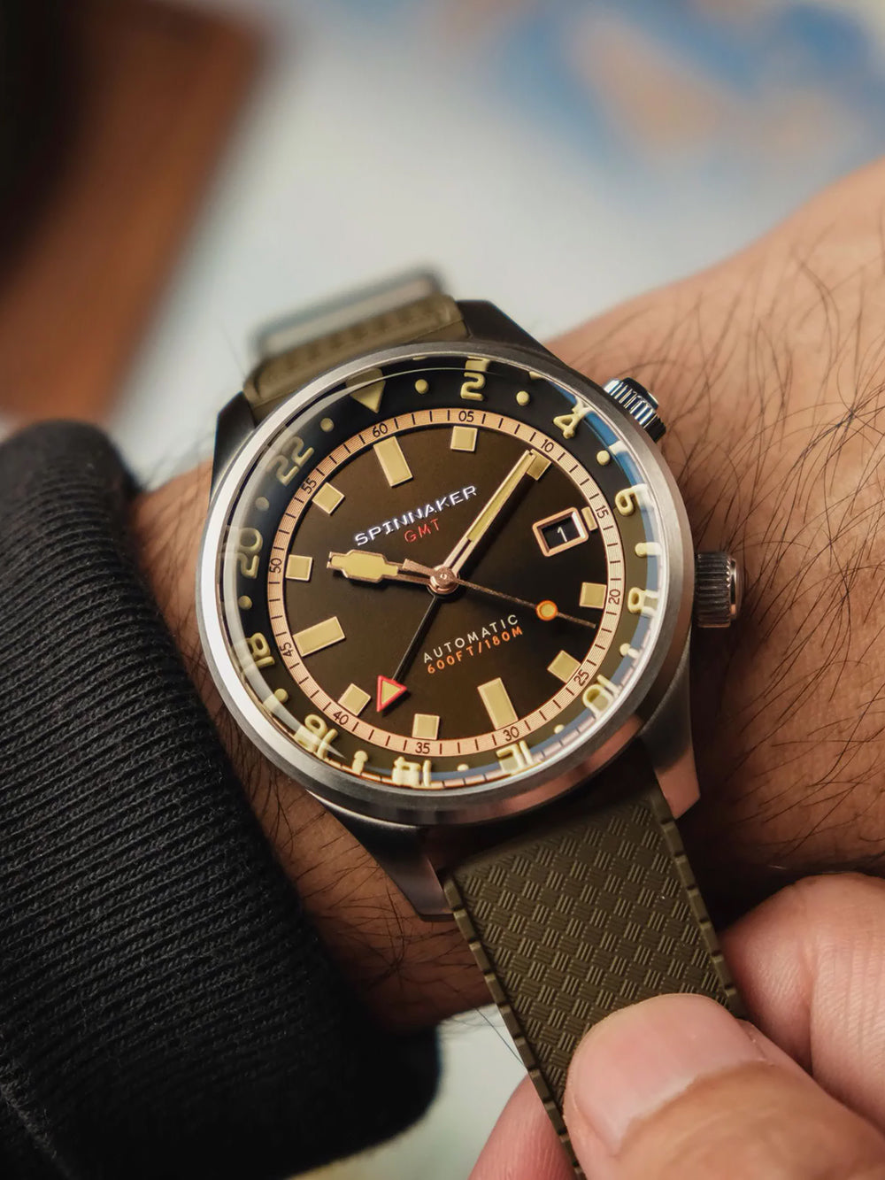 Spinnaker SP-5121-22 vyriškas laikrodis Bradner GMT Automatic 42mm 18ATM