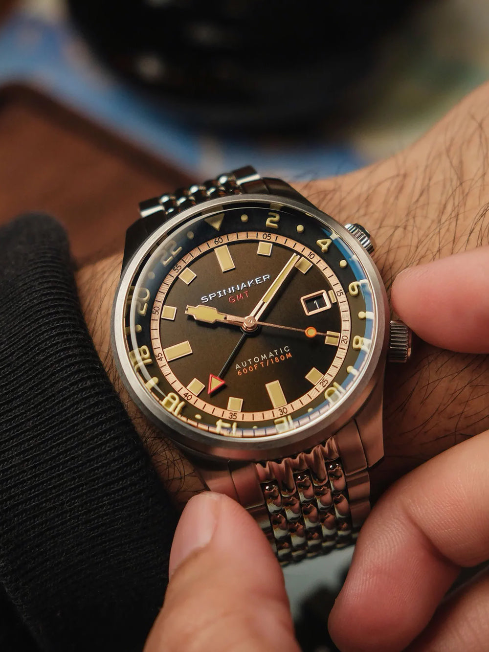 Spinnaker SP-5121-22 vyriškas laikrodis Bradner GMT Automatic 42mm 18ATM