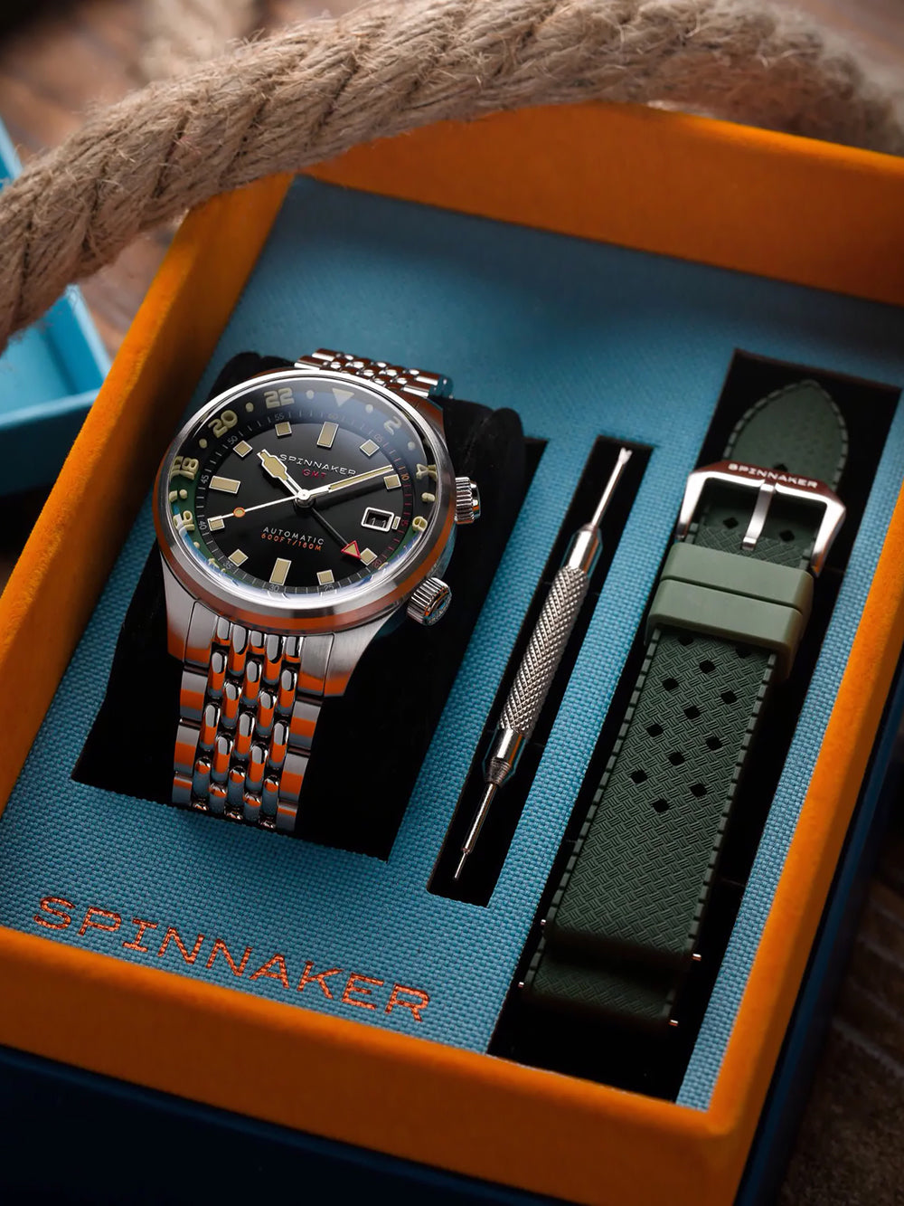 Spinnaker SP-5121-44 vyriškas laikrodis Bradner GMT Automatic 42mm 18ATM