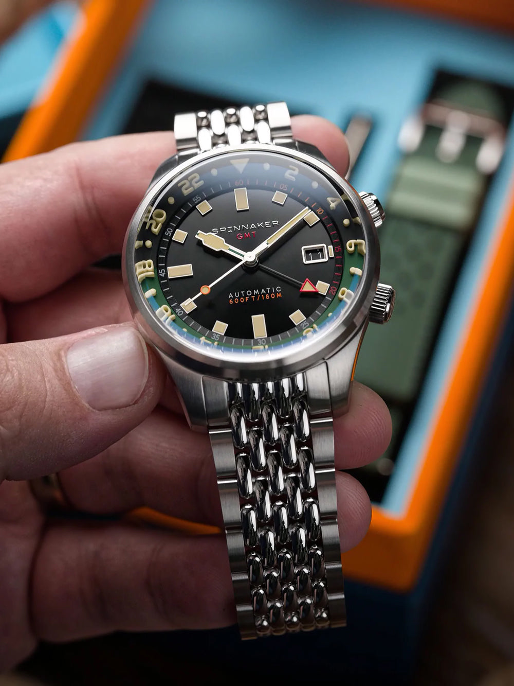 Spinnaker SP-5121-44 vyriškas laikrodis Bradner GMT Automatic 42mm 18ATM