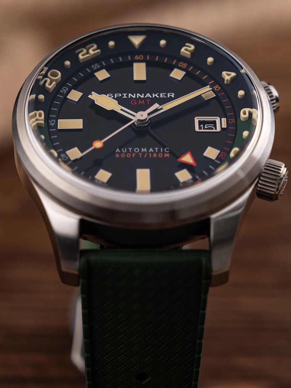 Spinnaker SP-5121-44 vyriškas laikrodis Bradner GMT Automatic 42mm 18ATM
