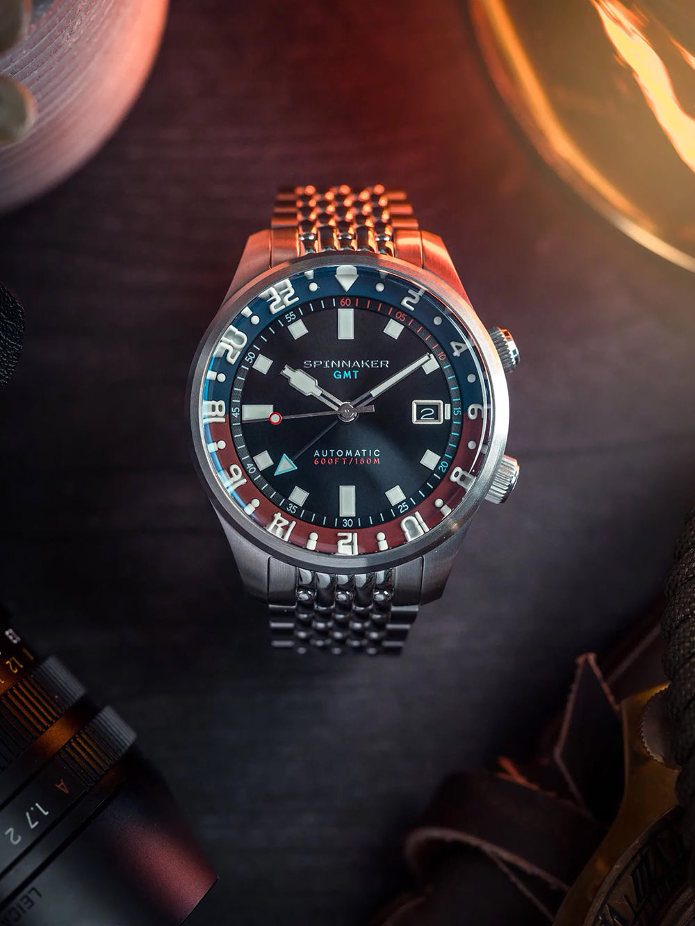 Spinnaker SP-5121-55 vyriškas laikrodis Bradner GMT Automatic 42mm 18ATM