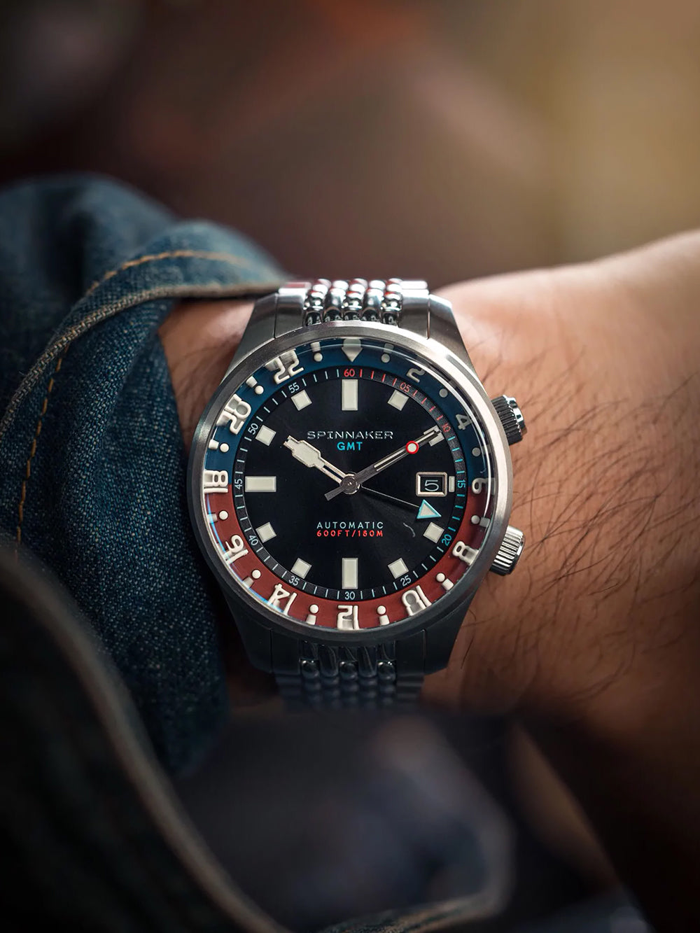 Spinnaker SP-5121-55 vyriškas laikrodis Bradner GMT Automatic 42mm 18ATM