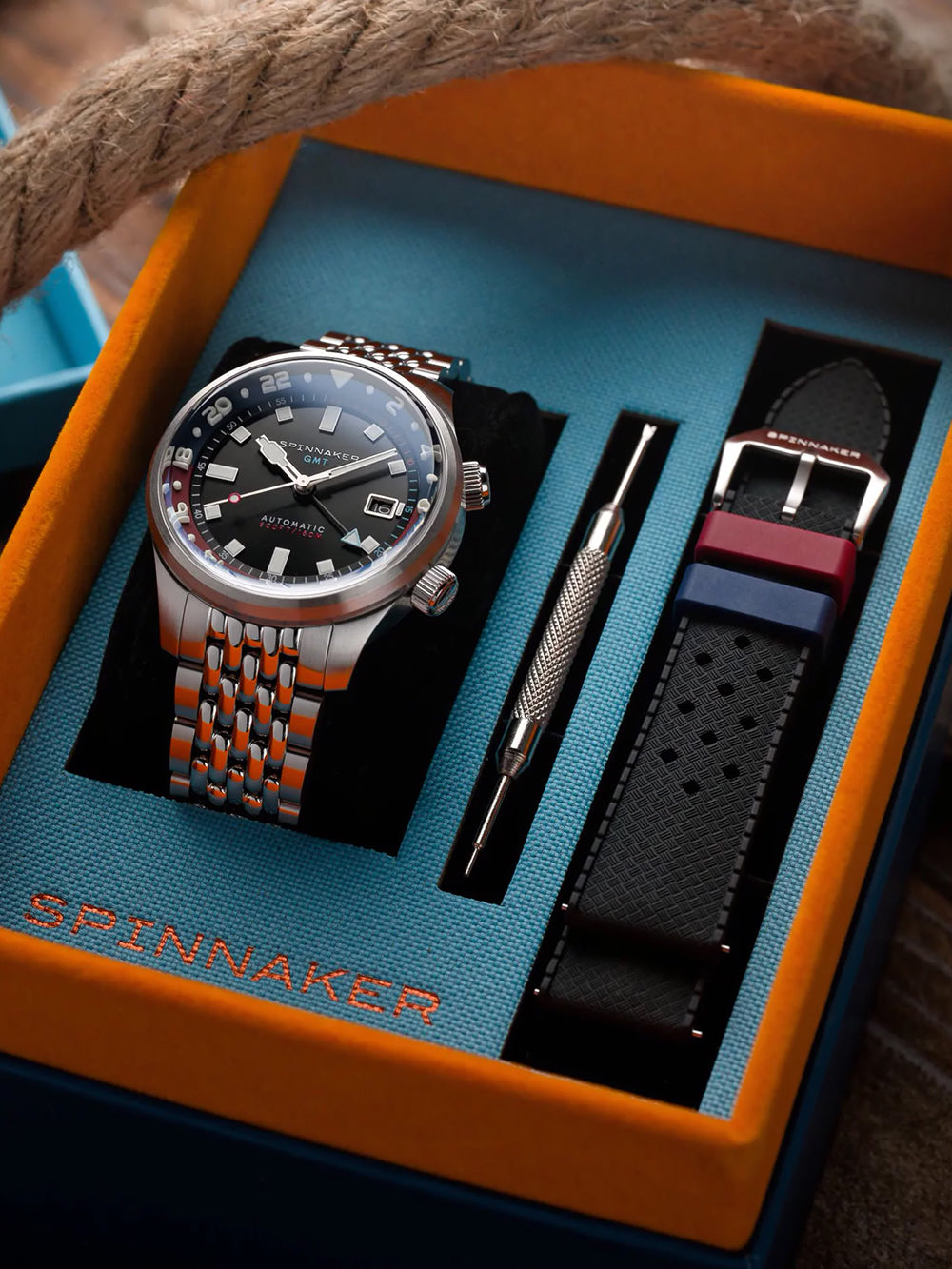 Spinnaker SP-5121-55 vyriškas laikrodis Bradner GMT Automatic 42mm 18ATM