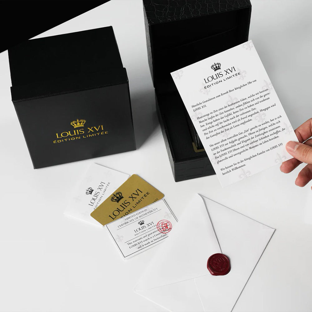 Louis XVI LXVI1129 vyriškas laikrodis Majeste Frosted Iced Out Chronograph 43mm 5ATM