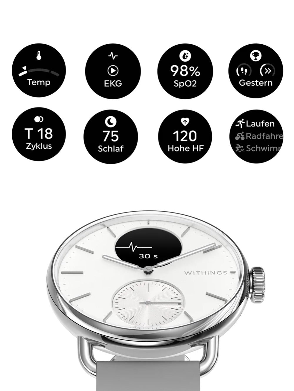 Withings HWA10-model 2-All-Int Scanlaikrodis 2 White 38 mm 5ATM