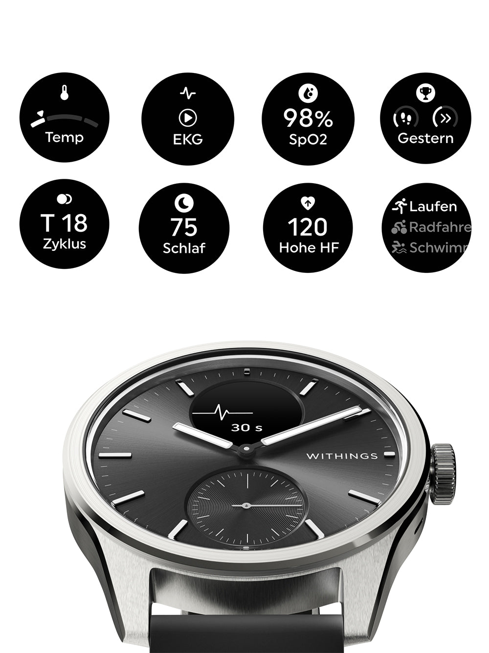 Withings HWA10-model 4-All-Int Scanlaikrodis 2 Black 42 mm 5ATM
