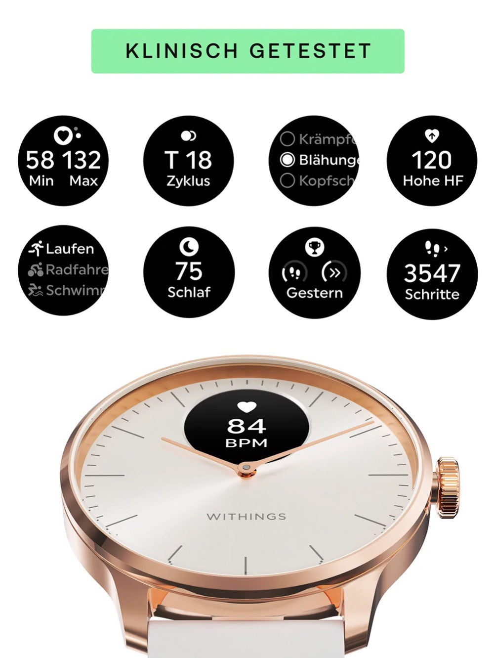 Withings HWA11-model 1-All-Int Scanlaikrodis Light Sand 37 mm 5ATM