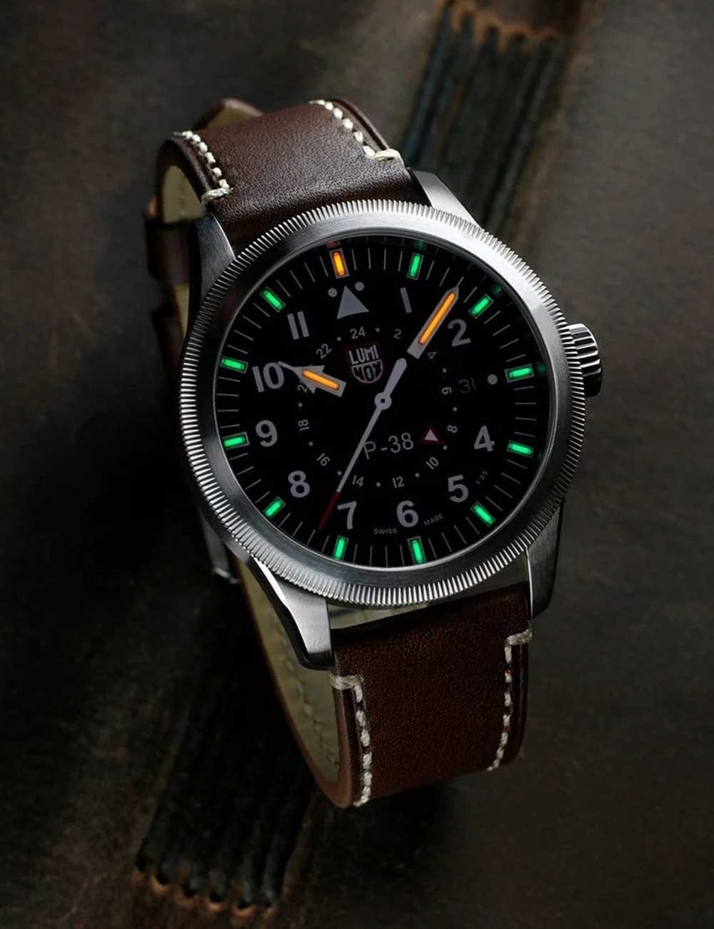 Luminox XA.9521 vyriškas laikrodis P-38 Air Pilot GMT 42mm 100M