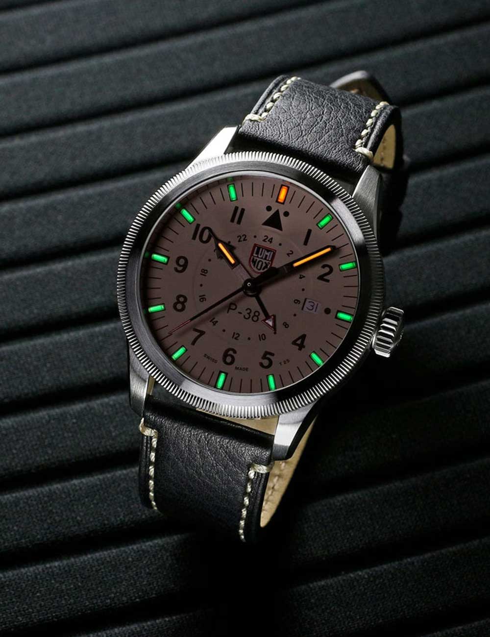 Luminox XA.9527 vyriškas laikrodis P-38 Air Pilot GMT 42mm 100M