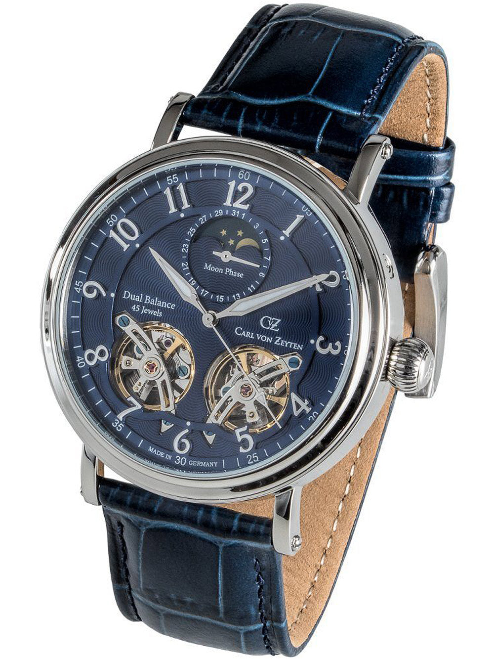 Carl von Zeyten CVZ0054BLS Murg Moonphase Automatic vyriškas laikrodis 46mm 5ATM