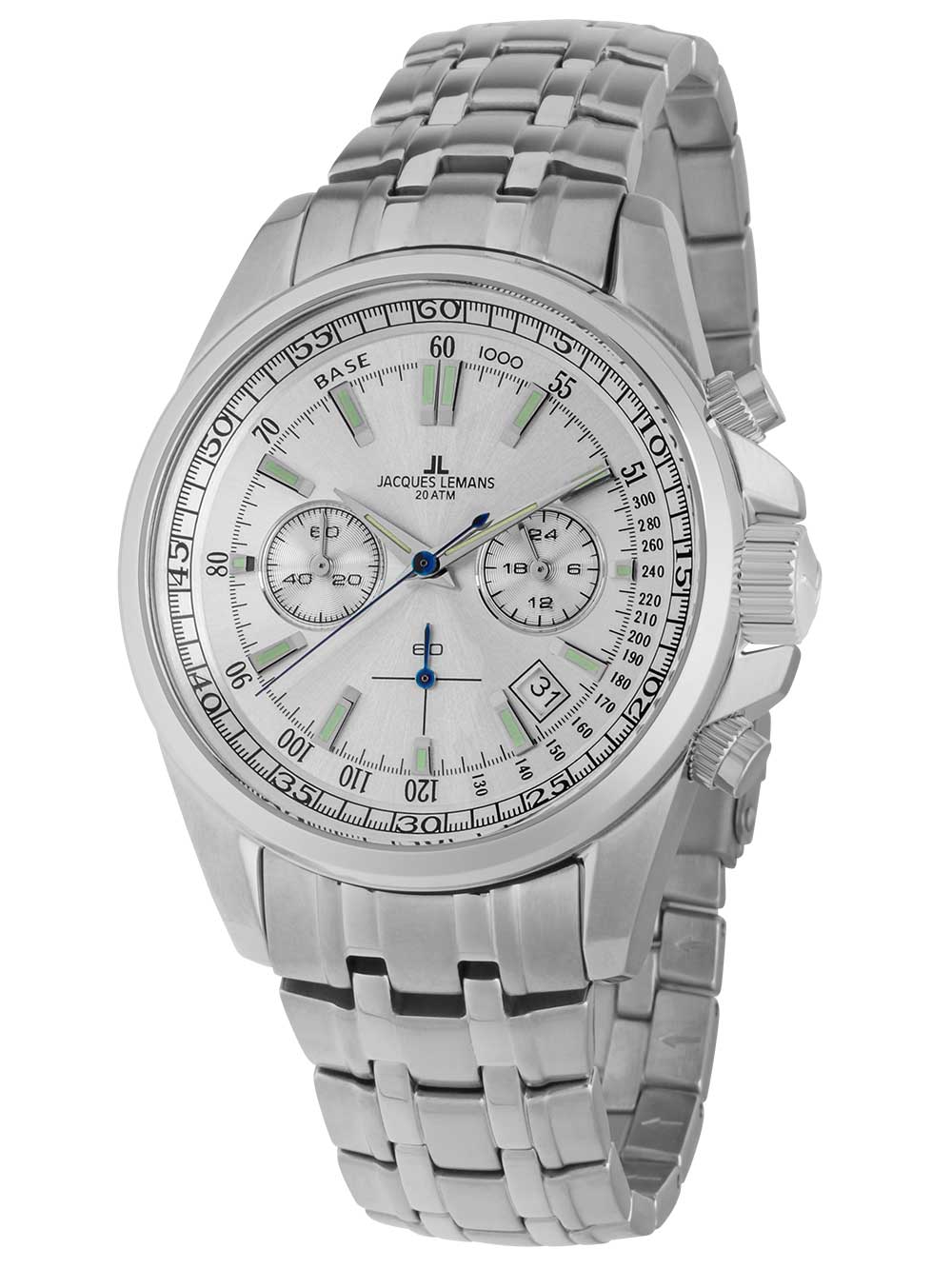 Jacques Lemans 1-1117.1FN Liverpool Chronograph vyriškas laikrodis 44mm 20ATM