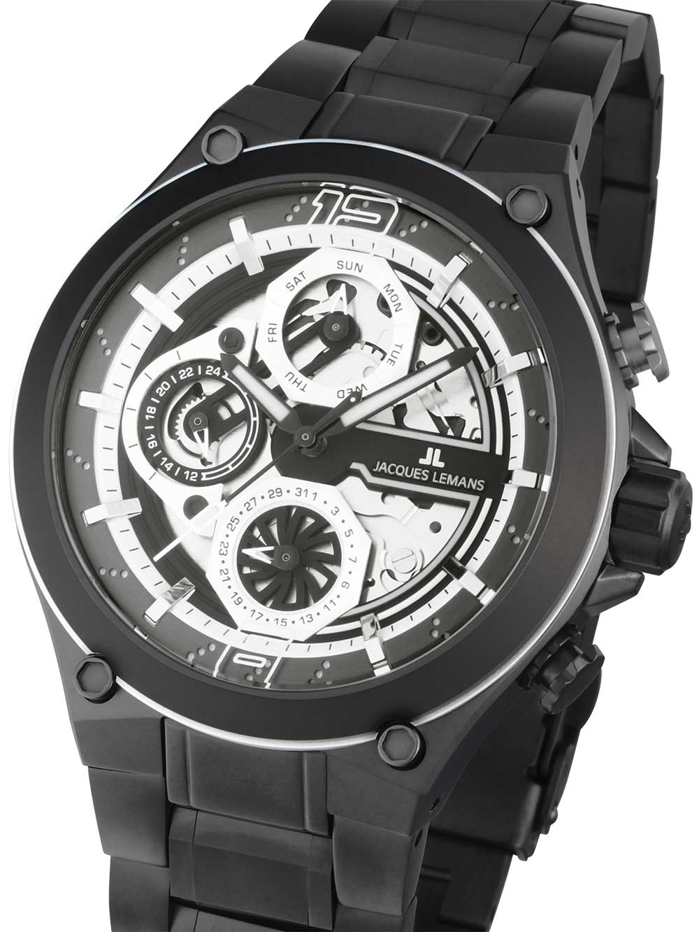 Jacques Lemans 1-2150F Manchester Multifunction vyriškas laikrodis 43mm 10ATM