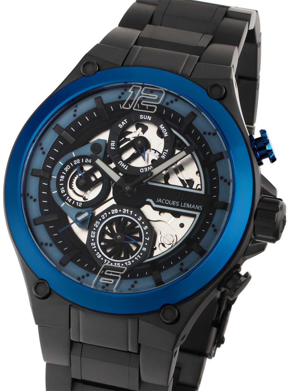 Jacques Lemans 1-2150G Manchester Multifunction vyriškas laikrodis 43mm 10ATM