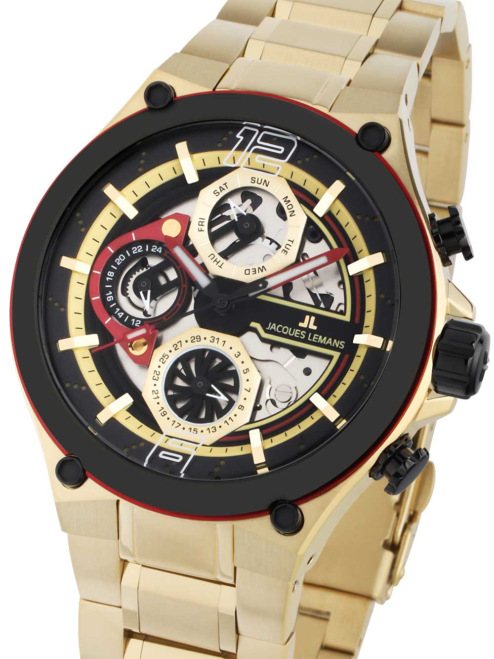Jacques Lemans 1-2150H Manchester Multifunction vyriškas laikrodis 43mm 10ATM