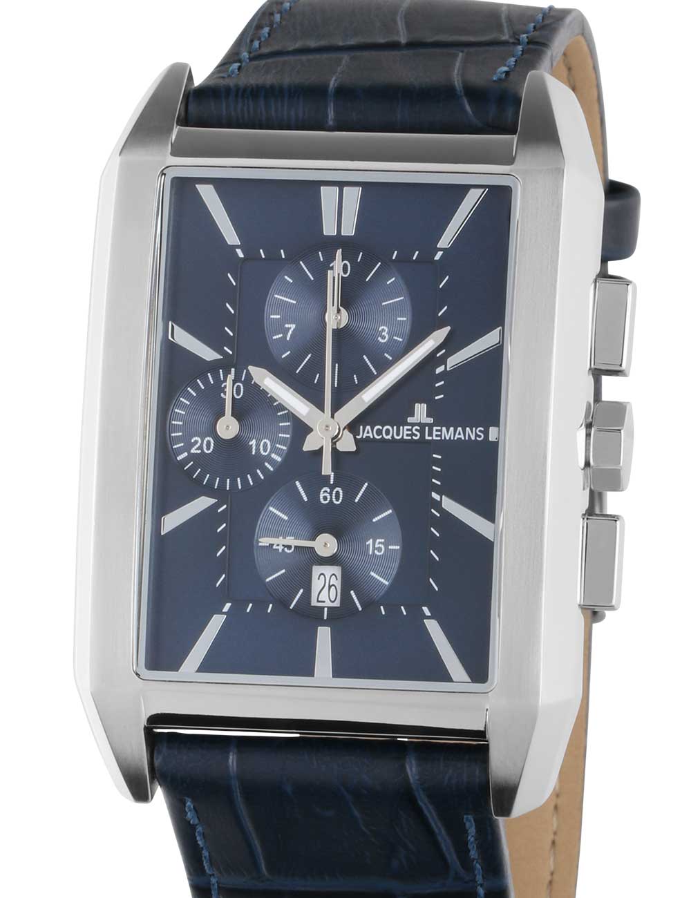 Jacques Lemans 1-2161.1C Torino squarer vyriškas laikrodis Chronograph 34mm 5ATM