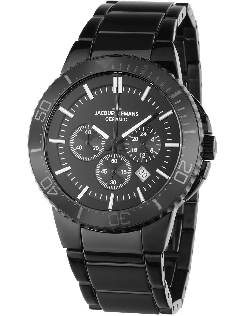Jacques Lemans 1-2166B Colmar Ceramic vyriškas laikrodis Chronograph 43mm 10ATM